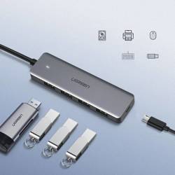 Ugreen USB HUB Splitter - 4x USB 3.2 Gen 1 mit Micro USB Stromanschluss grau (CM219 50985)