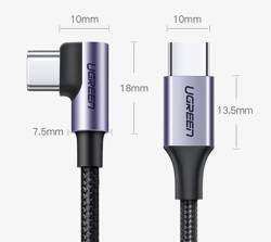 Ugreen abgewinkeltes Kabel USB Type C - USB Type C Power Delivery 60 W 20 V 3 A 2 m schwarz-graues Kabel (US255 50125)