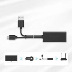 Ugreen externer Micro USB 100Mbps Netzwerkadapter für Chromecast 1m schwarz (30985)