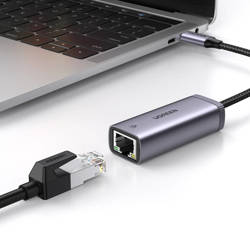 Ugreen externer USB Typ C Netzwerkadapter - RJ45 1Gbps (1000Mbps) grau (40322 CM483)