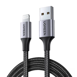 Kabel Lightning auf USB UGREEN 2.4A US199, 2m (schwarz)