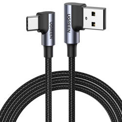 Kabel USB-C auf USB-A 2.0 gewinkelt UGREEN US176, 3A, 3m (schwarz)