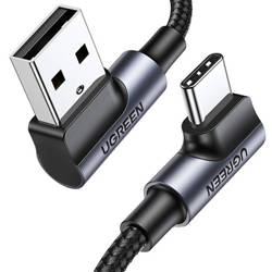 Kabel USB-C auf USB-A 2.0 gewinkelt UGREEN US176, 3A, 3m (schwarz)