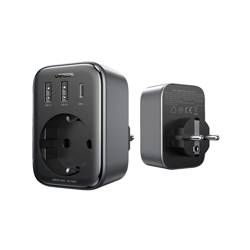 Ladergerät 30W Netzadapter (2xUSB/USB C/AC) / EU-Adapter - EU 13A Ugreen CD314 - schwarz