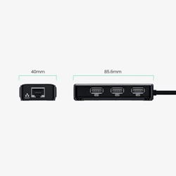 Netzwerkadapter Ugreen 20264 RJ45 / USB-A 10/100Mbps HUB 3x USB-A 2.0 - schwarz