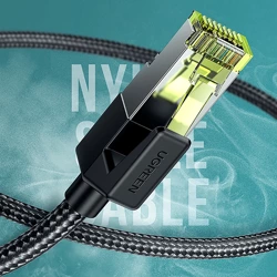 UGREEN NW150 Kabel geflochtenes Netzwerkkabel, Ethernet RJ45, Kat.7, F/FTP, 3m (schwarz)