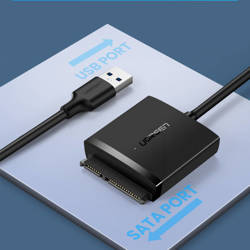 Ugreen Adapter HDD SSD 2.5&#39;&#39; / 3.5&#39;&#39; SATA III 3.0 Adapter - USB 3.2 Gen 1 (SuperSpeed USB 5 Gbps) schwarz (60561 CM257)