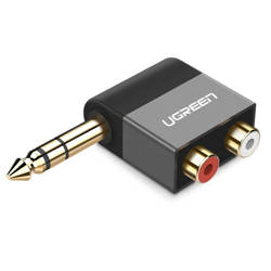 Ugreen Audio-Klinkenadapter 6,35 mm Stecker auf 2 x RCA-Buchse schwarz (AV147)