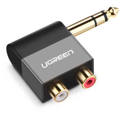 Ugreen Audio-Klinkenadapter 6,35 mm Stecker auf 2 x RCA-Buchse schwarz (AV147)