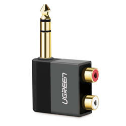 Ugreen Audio-Klinkenadapter 6,35 mm Stecker auf 2 x RCA-Buchse schwarz (AV147)