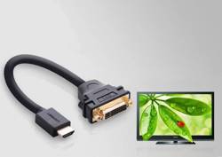 Ugreen Kabel Adapterkabel DVI 24 + 5 Pin (weiblich) - HDMI (männlich) 22 cm schwarz (20136)