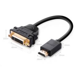 Ugreen Kabel Adapterkabel DVI 24 + 5 Pin (weiblich) - HDMI (männlich) 22 cm schwarz (20136)