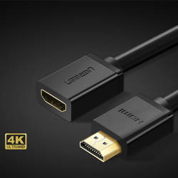 Ugreen Kabel Kabel Adapter Stecker HDMI Verlängerungskabel (weiblich) - HDMI (männlich) 4K 10,2 Gbps 340 Mhz Audio Ethernet 1 m schwarz (HD107 10141)