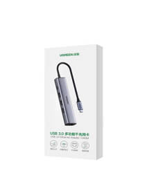 Ugreen Multifunktionsadapter HUB USB Typ C - 3 x USB / Ethernet RJ-45 / USB Typ C PD grau (CM475)