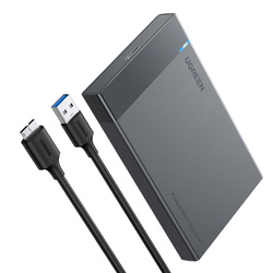 Ugreen Schacht für HDD SSD Festplattengehäuse 2,5&#39;&#39; SATA USB 3.2 Gen 1 (5 Gbps) Micro USB SuperSpeed + 0,5 m Kabel schwarz (US221 30848)