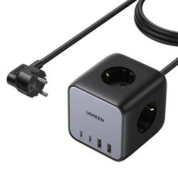 Ugreen Würfel Steckdosenleiste 65W USB / USB C + 3x AC Buchse schwarz (CD268)