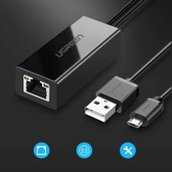 Ugreen externer Micro USB 100Mbps Netzwerkadapter für Chromecast 1m schwarz (30985)