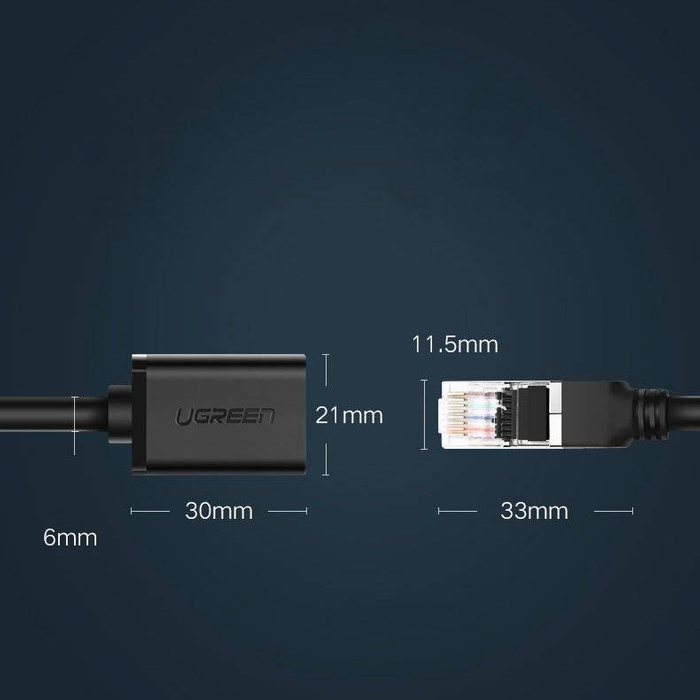 Ugreen Verlängerungskabel Ethernet RJ45 Cat 6 FTP 1000Mbps 1m Schwarz (NW112 11279)