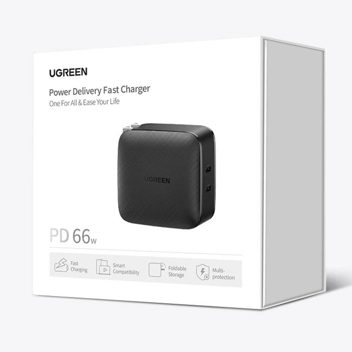 Ugreen ładowarka sieciowa 2x USB Typ C 66W Power Delivery 3.0 Quick Charge 4.0+ czarny (CD216)