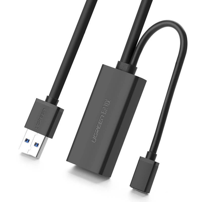 Ugreen aktives Verlängerungskabel USB 3.2 Gen 1 (USB 3.0, USB 3.1 Gen 1) 10m schwarz (US175)