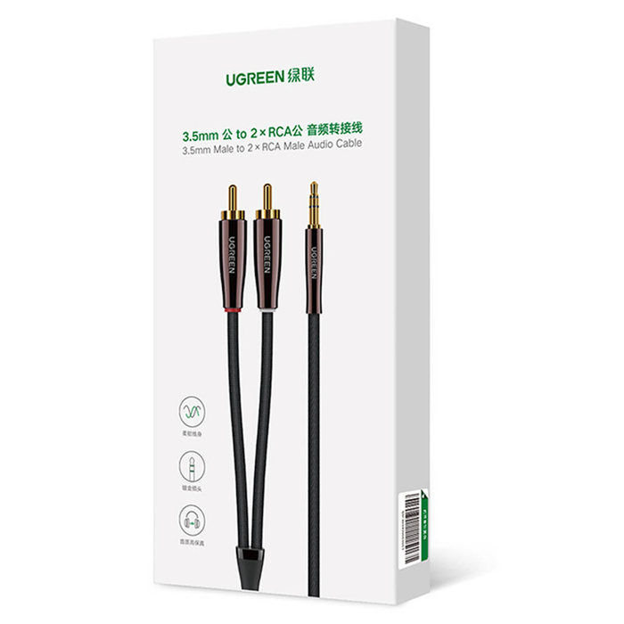 Ugreen Kabel Audiokabel 3,5 mm Miniklinke (männlich) - 2 RCA (männlich) 2 m Kupfer (AV170)