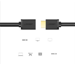 Ugreen kabel przewód przedłużacz HDMI (żeński) - HDMI (męski) 19 pin 1.4v 4K 60Hz 30AWG 2m czarny (10142)