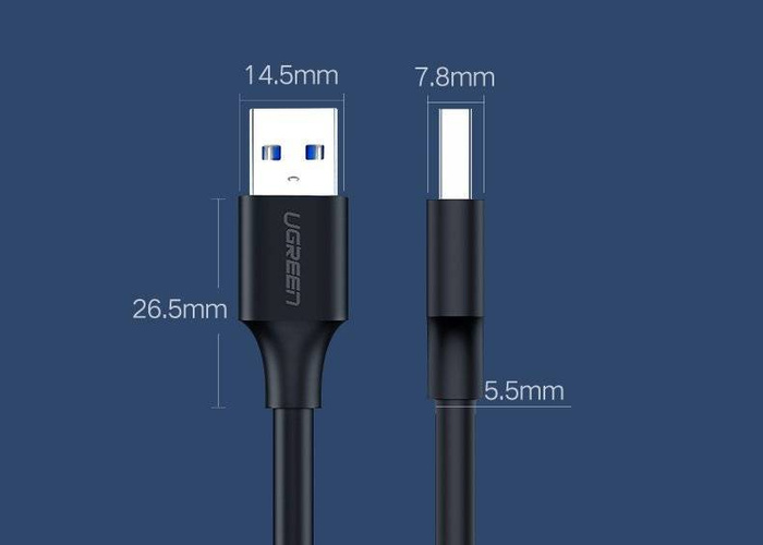 Ugreen kabel przewód USB 2.0 (męski) - USB 2.0 (męski) 0,5 m czarny (US128 10308)