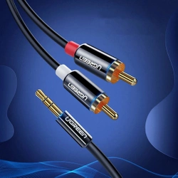 Przewód Jack do 2RCA (Cinch) UGREEN AV116 3,5mm  1m (czarny) 10749B