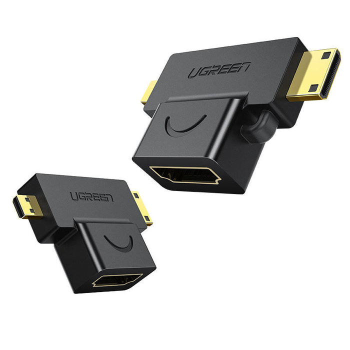 Ugreen HDMI Typ A (weiblich) auf Mini HDMI (männlich) / Micro HDMI (männlich) schwarz (20144)