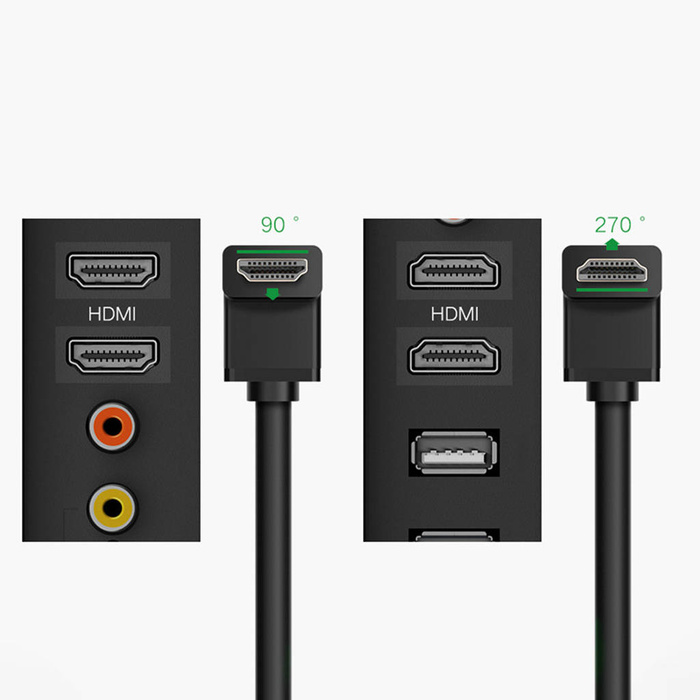 Ugreen kabel kątowy 90° HDMI 4K x 2K 2m czarny (HD103)