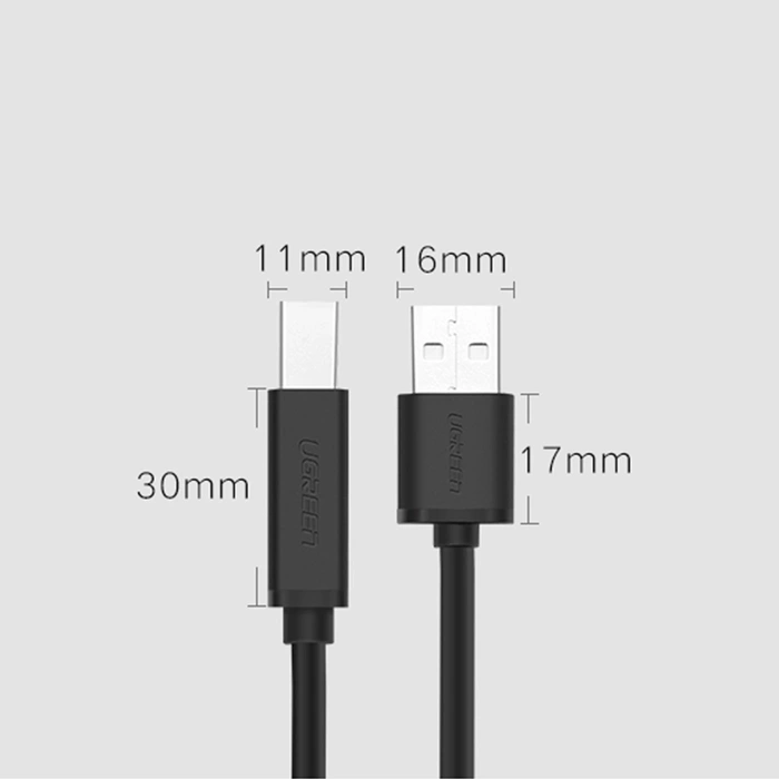 USB 2.0 A-B aktives Kabel UGREEN US122 für Drucker, 15m (schwarz)