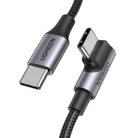 Kabel USB-C do USB-C, kątowy UGREEN US334 5A, PD 100W, 1m (czarny)