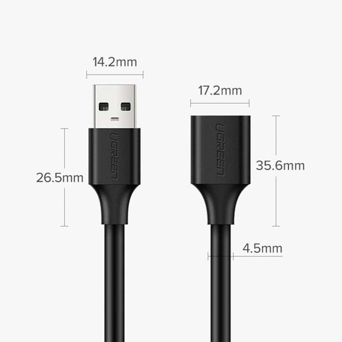 Ugreen Verlängerungskabel USB (männlich) - USB (weiblich) 2.0 480Mbps 1,5m schwarz (US103)