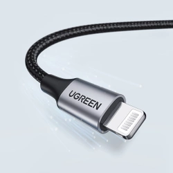 Kabel Lightning auf USB UGREEN 2.4A US199, 2m (schwarz)