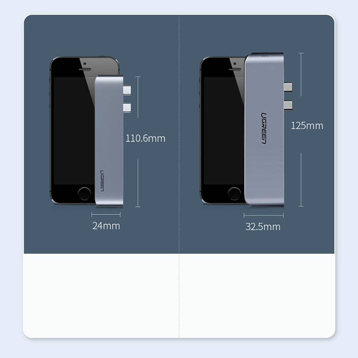 Ugreen wielofunkcyjny HUB 2x USB Typ C na 3x USB 3.0 / TF / SD / USB Typ C do MacBook Pro / Air szary (CM251 60560)