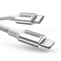 Ugreen Kabel USB Typ C Kabel - Lightning MFI 1 m 3 A 36 W Silber (70523)