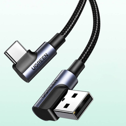 Ugreen 90° abgewinkeltes Kabel USB C - USB 2.0 480Mbps 3A 3m schwarz (US176)