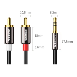 Ugreen kabel przewód audio 3,5 mm mini jack - 2RCA 5m czarny (AV116)