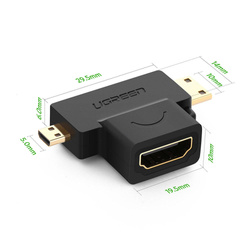 Ugreen HDMI Typ A (weiblich) auf Mini HDMI (männlich) / Micro HDMI (männlich) schwarz (20144)