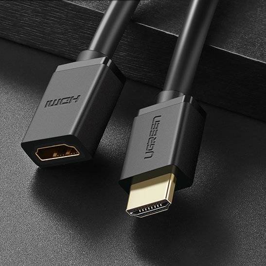 Ugreen cable cord adapter plug HDMI extension cable (female) - HDMI (male) 4K 10.2 Gbps 340 Mhz audio ethernet 0.5 m black (HD107 10140)