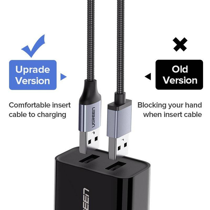 UGREEN QC 3.0 2.4A Micro-USB-Kabel 1m weiß UGREEN QC 3.0 2.4A Micro-USB-Kabel 1m (weiß) in Nylongeflecht