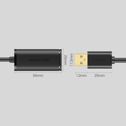 Ugreen active cable USB 2.0 Verlängerungskabel 480 Mbps 5 m schwarz (US121 10319)