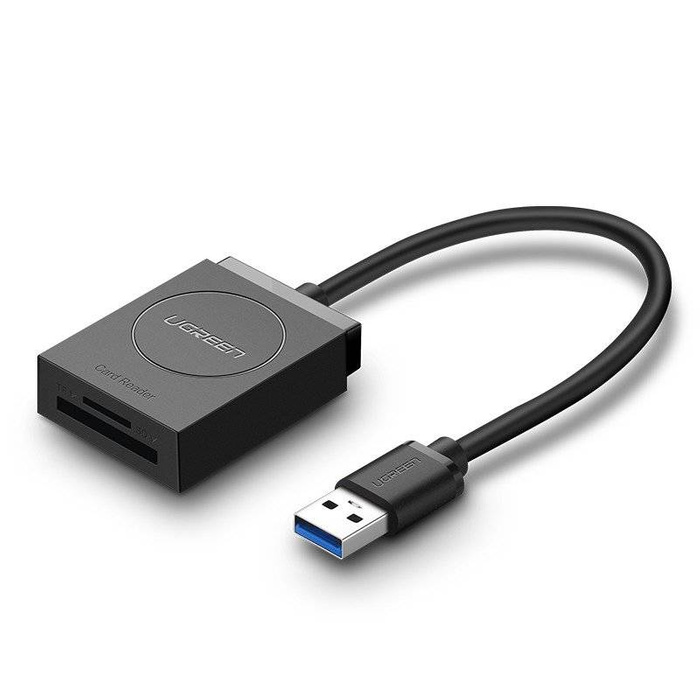 Adapter USB UGREEN czytnik kart SD, microSD (czarny) 20250