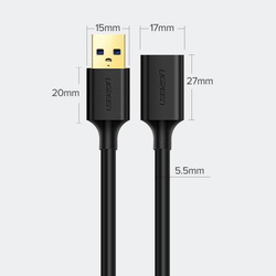 Ugreen Kabel Verlängerungsadapter USB 3.0 (weiblich) - USB 3.0 (männlich) 3 m schwarz (US129 30127)