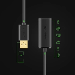 Ugreen kabel aktywny przedłużacz USB-A (męski) - USB-A (żeński) USB 2.0 480Mb/s 25m czarny (US121)