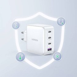 Szybka ładowarka GaN 3xUSB C / USB 100W PPS Ugreen CD226 - biała