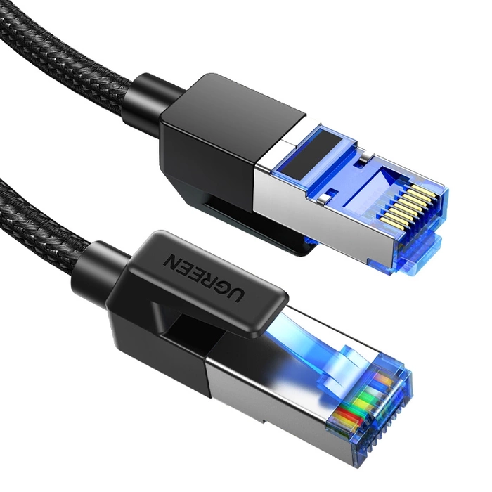 UGREEN NW153 Kabel geflochtenes Netzwerkkabel, Ethernet RJ45, Kat.8, F/FTP, 1,5m (schwarz)