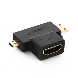 Ugreen HDMI Typ A (weiblich) auf Mini HDMI (männlich) / Micro HDMI (männlich) schwarz (20144)