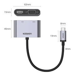 Ugreen CM162 50505 USB-C - HDMI / VGA / USB-A 3.0 / USB-C PD adapter - gray