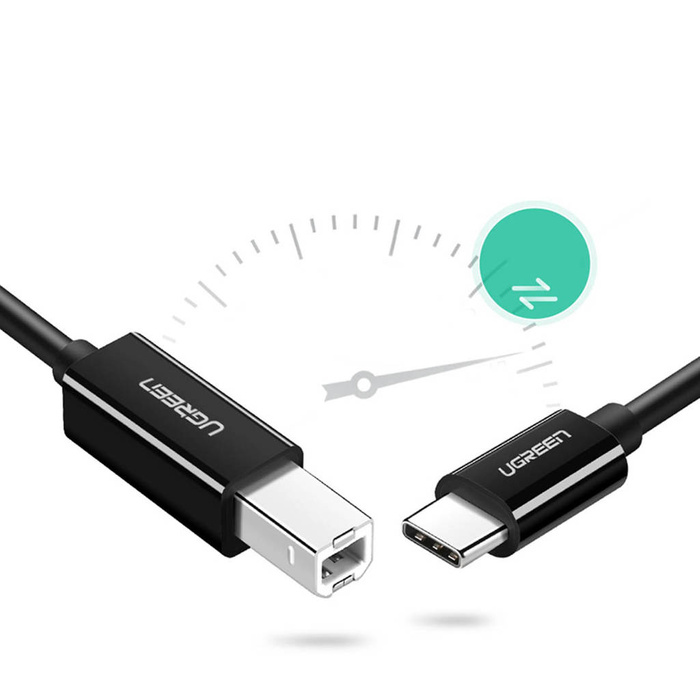 Ugreen kabel przewód do drukarki USB-C - USB-B 480Mb/s 2m czarny (US241)